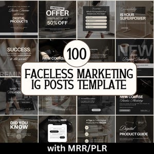 100 Faceless Marketing Instagram Post Template Black Aesthetic, Digital Marketing IG Post, Luxury Faceless Instagram Aesthetic, Moody IG