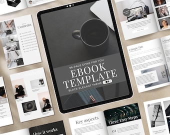 Modern Ebook Template MRR, Editable Ebook Lead Magnet, Black Aesthetic Coaching Templates, Black and White eBook, Coach Lead Magnet Template