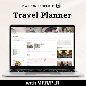 Reiseplaner Notion Template MRR, MRR Notion Template, Travel Journal Resell Right, Travel Digital Planner Minimalist Notion