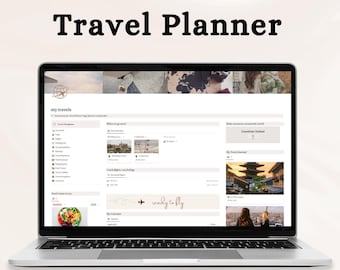 Travel Planner Notion Template MRR, MRR Notion Template,Travel Journal Resell Rights, Travel Digital Planner Minimalist Notion