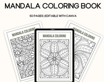 MRR adult coloring book, PLR Mandala coloring, stress relief, art therapy, coloring for adults, printable coloring mandala, floral mandala