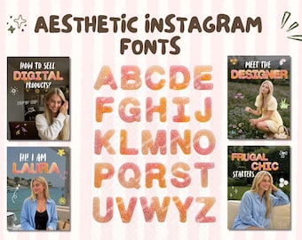 Aesthetic Canva Font Template, Instagram Carousel Font, Cute Social Media Font, Trending Font IG Pinterest, Carousel Covers Font