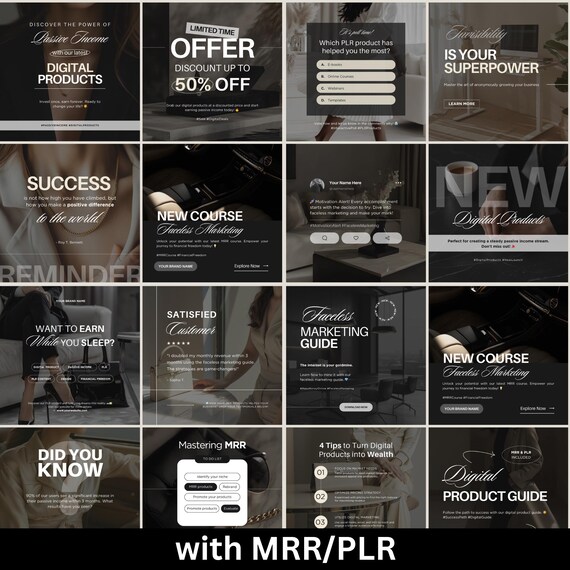 Luxury Aesthetic Faceless Marketing Instagram Post, Digital Marketing Faceless Social Media, Moody Aesthetic Instagram, MRR resell rights