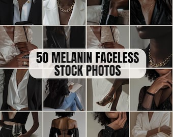 50 Melanin Faceless AI Stock Photos MRR PLR, Faceless Marketing Photos, Girl Boss Stock Image, Social Media Marketing Instagram, Melanin