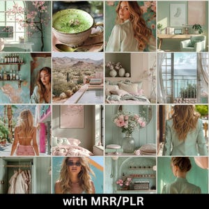 Fotos de stock estéticas de menta doce verde, imagens estéticas de blush rosa, pacote de conteúdo pronto para você, capa de ig reels, gerenciador de mídia social