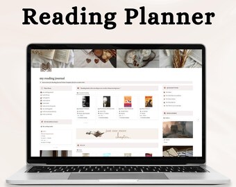 Reading Planner Notion Template MRR, MRR Notion Template, Reading Journal Resell Rights, Digital Book Tracker Aesthetic Notion Template PLR