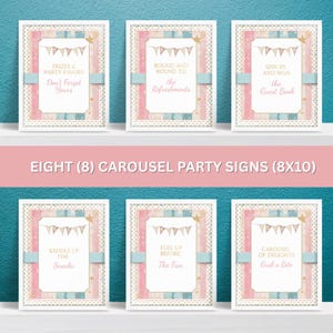 Carousel Birthday 8 x 10 Party Sign Bundle | Party favor | Editable in Templett |  Instant Download