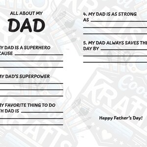 Father's Day Card Superhero Dad Printable Card With Fill-in Prompts ...