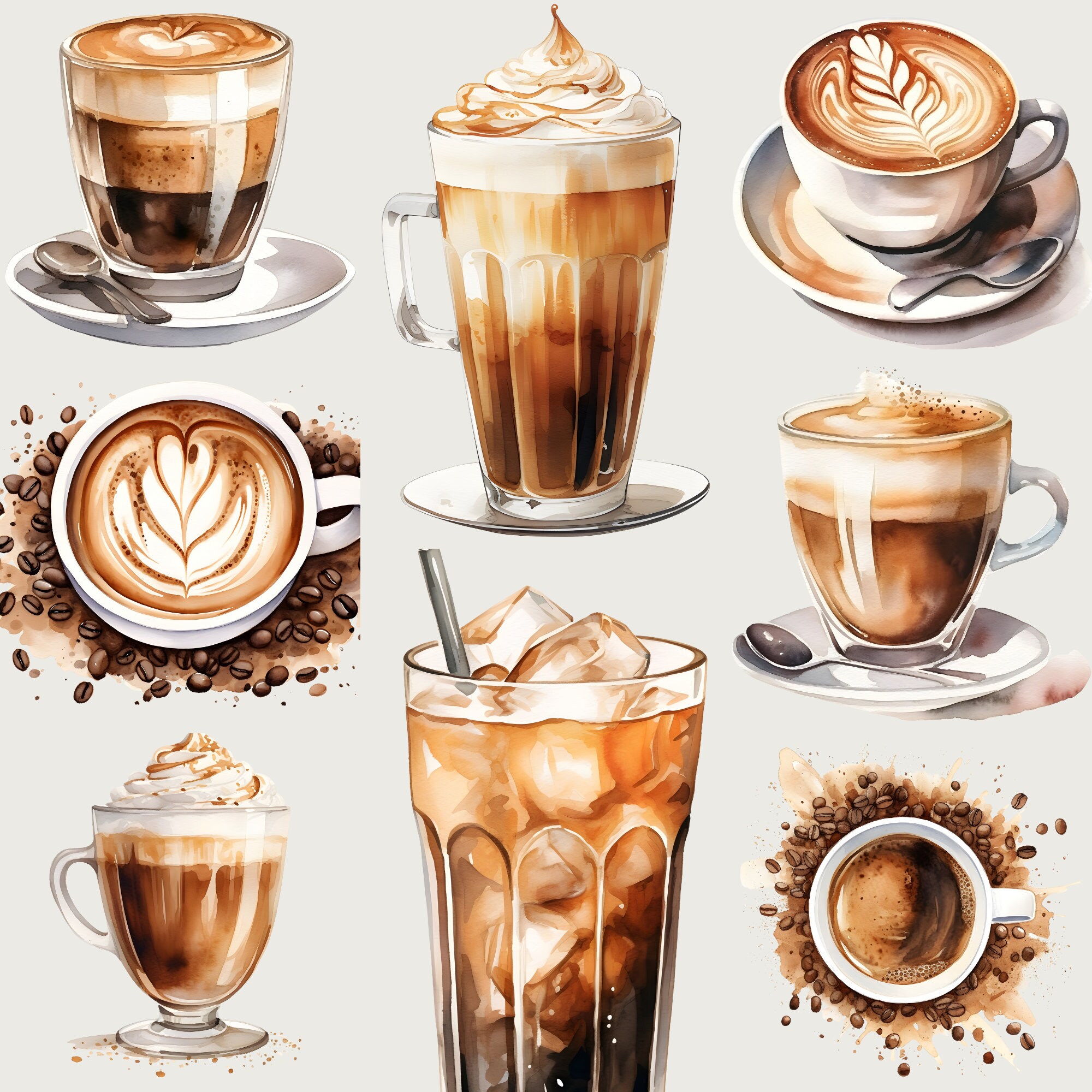 Watercolor Coffee Clipart, Coffee Lover Clipart Pack, Transparent Pngs ...