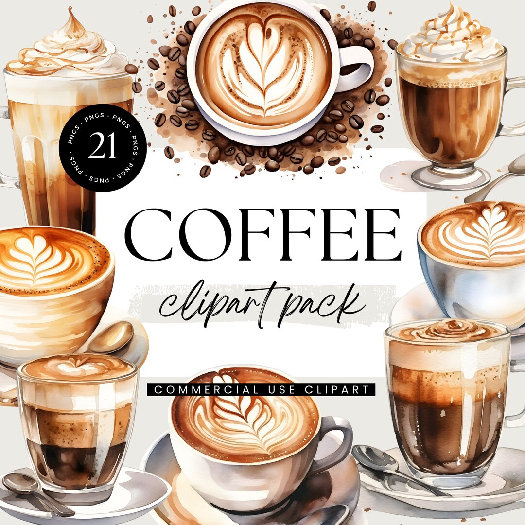 Watercolor Coffee Clipart, Coffee Lover Clipart Pack, Transparent Pngs ...
