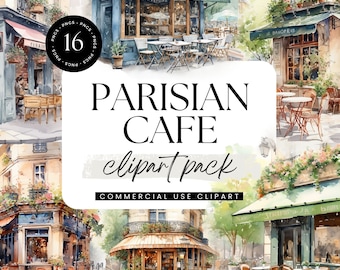 Pariser Cafe Store Clipart, Gemütliche Französische Coffee Shop Bistro, Aquarell Illustration, Europäische Cafe Szene, Charmantes Kaffeehaus, Paris Kunst