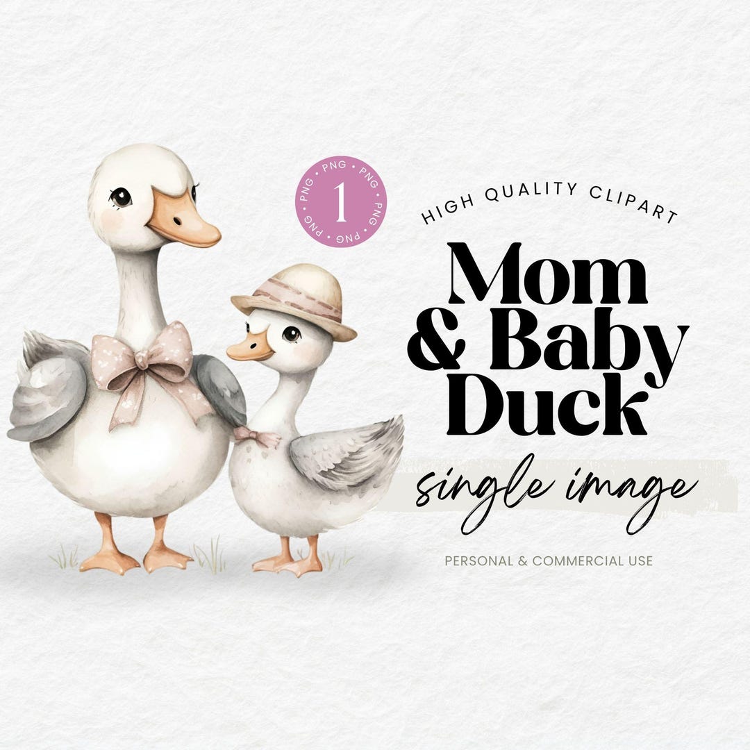 Mom Baby Duck Clipart PNG, Watercolor Family Graphic for Nursery, Party ...