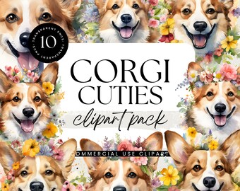 Corgi Clipart Pack, Transparent Pngs, Commercial Use, Dog Wall Art