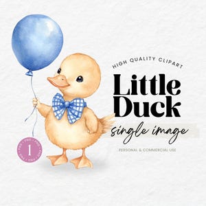 Cute Little Boy Duck Clipart, Yellow One Lucky Duck, Rubber Duckling PNG, Duck With Balloon, Baby Shower Invite Stationery, Kids Birthday