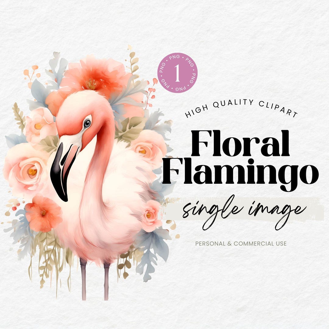 Watercolor Floral Flamingo PNG Clipart for Tropical Summer Invitations ...