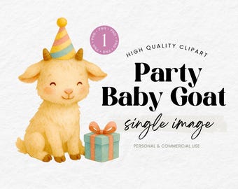 Cabrito de fiesta PNG Clipart, Cumpleaños de granja (Descarga digital)
