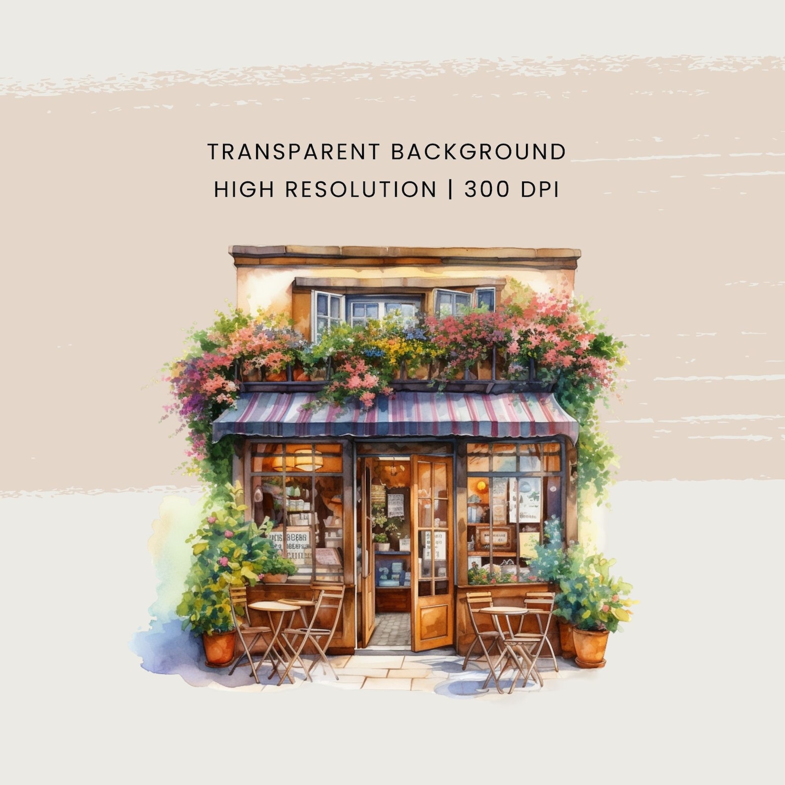 Vintage Cafe Storefront Clipart, French Countryside Coffee Shop, Cozy ...