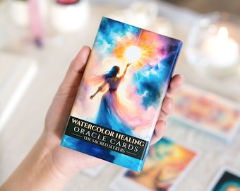 Cartes de l'oracle de la guérison à l'aquarelle - Jeu de cartes de tarot - The Sacred Seekers