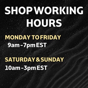 a black and white poster with the words shop working hours