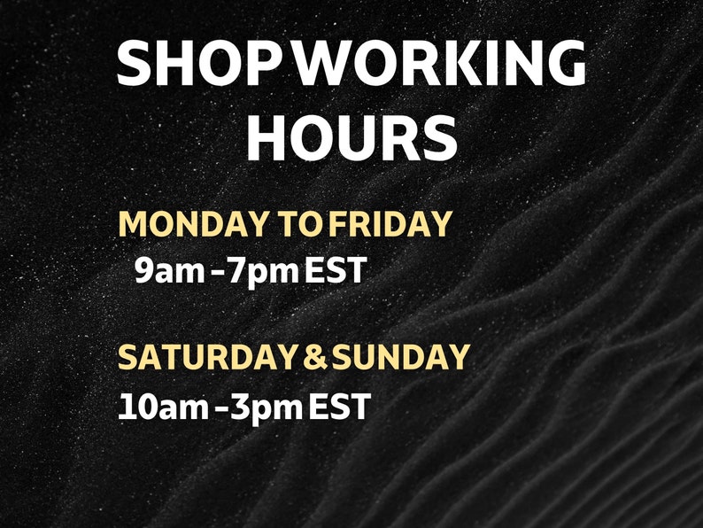 a black and white poster with the words shop working hours