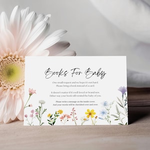 Baby in bloei boeken voor baby kaart, baby in bloei uitnodiging, babyshower boeken kaart, wilde bloemen babyshower uitnodiging, bewerkbare afdrukbare