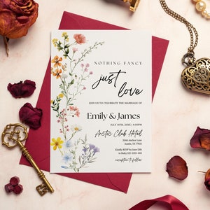Rien d'extraordinaire, juste une invitation d'amour, une invitation à une réception, une invitation à une fuite florale minimaliste, une invitation à une réception moderne