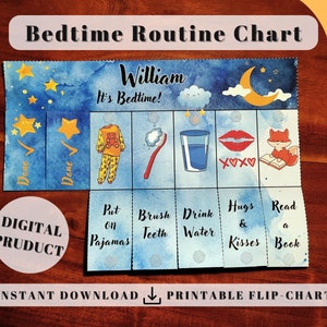 Moon Bedtime Chore Chart for Kids (Standard), parenting hack, routine chart, cards for kids chart toddler kids educational activities, adhd