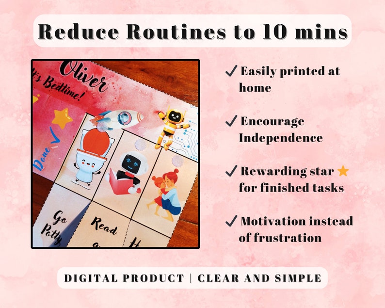 Robot Bedtime Routine Chart (tidy Up), Printable Folding Flip Chart ...
