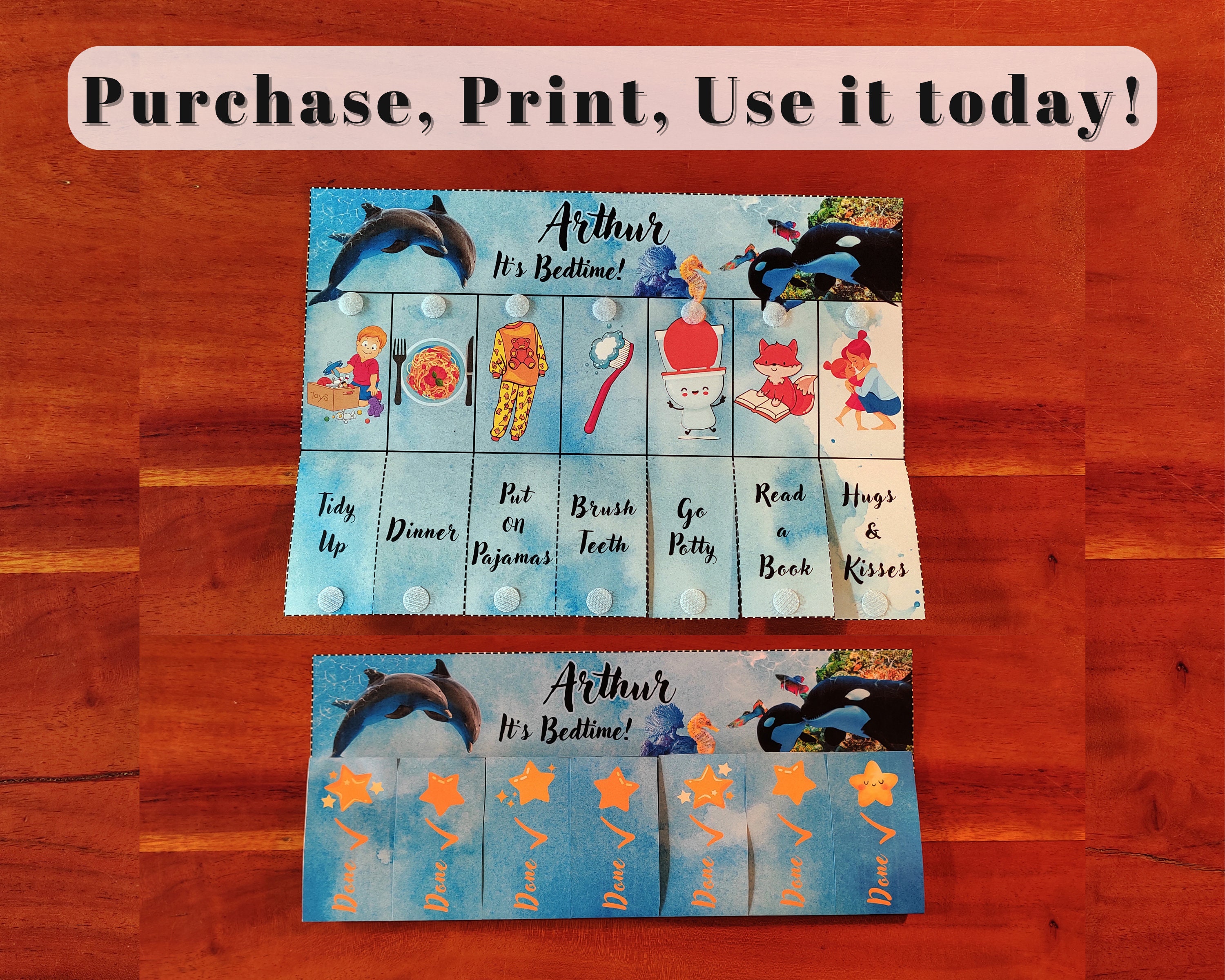 Sealife Bedtime Routine Chart (tidy Up), Printable Folding / Flip Chart ...