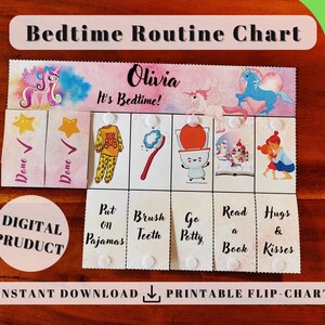 Pony Bedtime Routine Chart (Tidy Up), Printable Folding / Flip Chart : kids daily checklist / visual schedule, adhd chore chart for kids