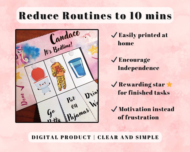 Pony Toddler Bedtime Routine Flip Chart (pray), Printable Kids Routine ...