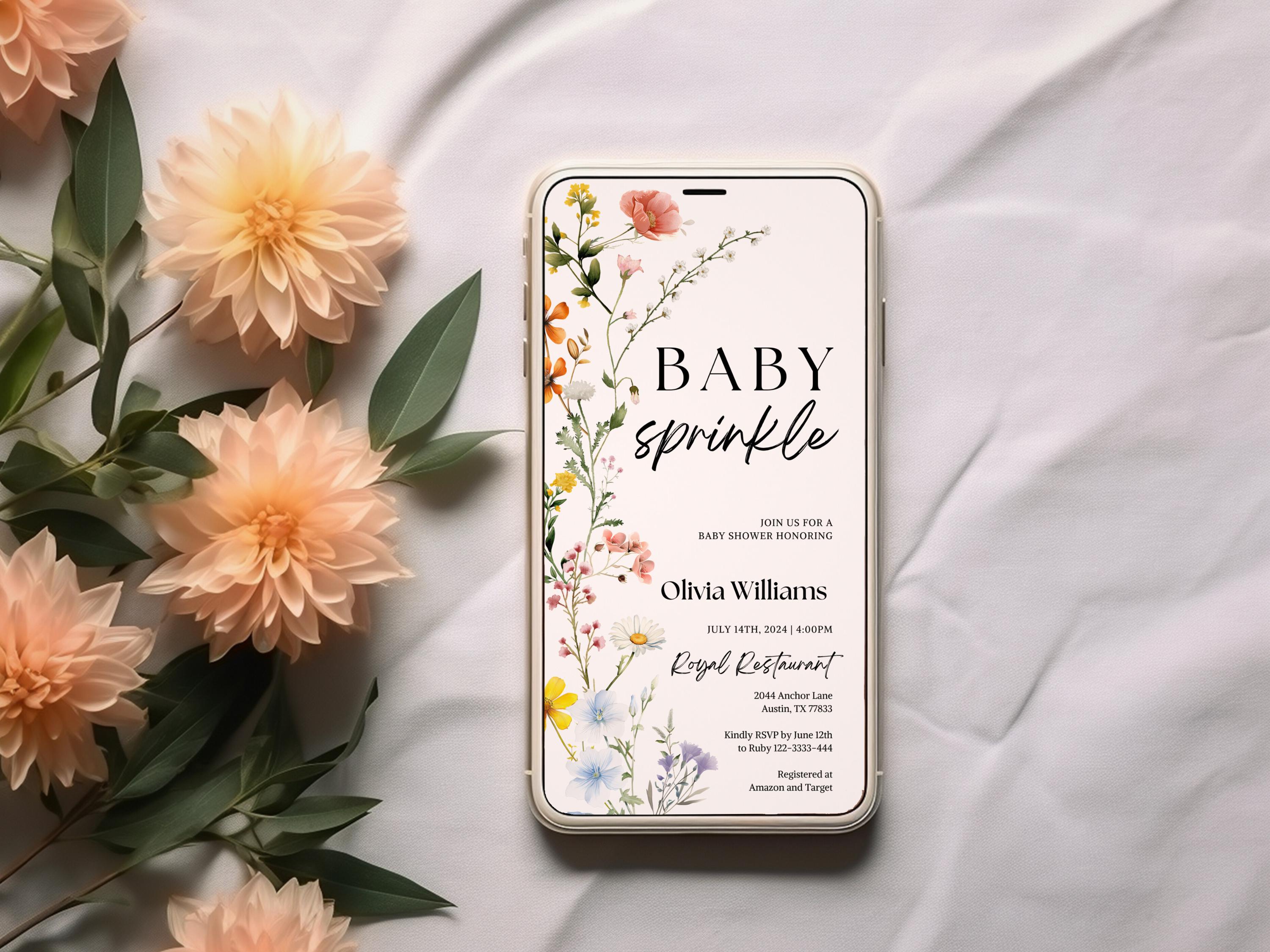 Baby Sprinkle Evite, Baby Shower Evite, Digital Baby Sprinkle ...