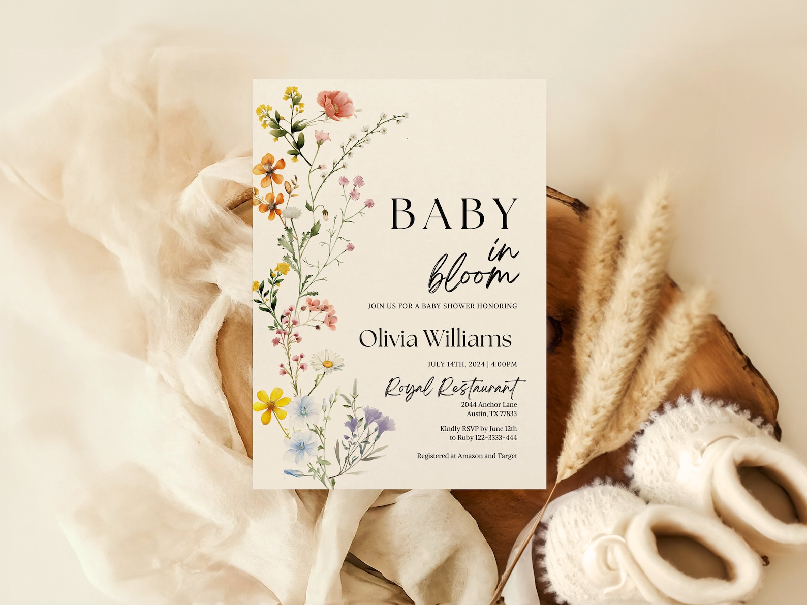 Spring Invitations Bloom Baby in Bloom Invitation, Baby Shower Invitation, Spring Summer Floral ...
