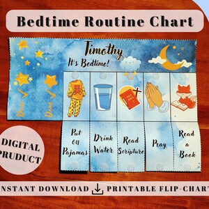 Moon Toddler Bedtime Routine Flip Chart (Pray), Chore Chart for Kids, parenting hack, cards for kids, educational activities, Christian adhd