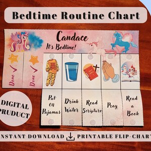 Pony Toddler Bedtime Routine Flip Chart (Pray), printable kids routine, cards for kids chart, daily chore chart with pictures Christian adhd