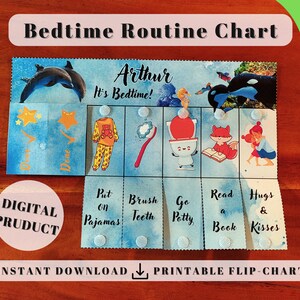 Sealife Bedtime Routine Chart (Tidy Up), Printable Folding / Flip Chart: kids daily checklist / visual schedule evening chore chart for kids