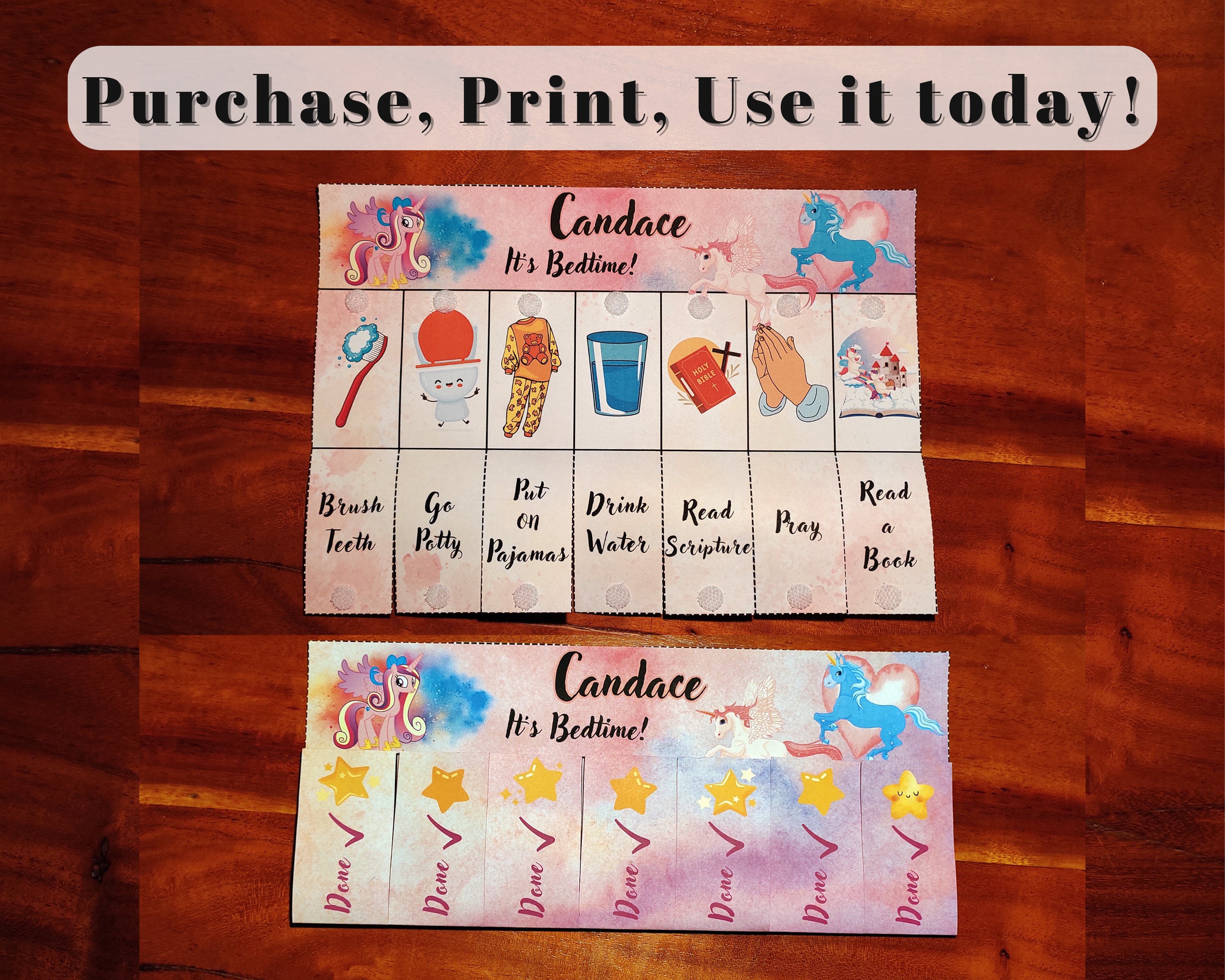 Pony Toddler Bedtime Routine Flip Chart pray, Printable Kids Routine ...