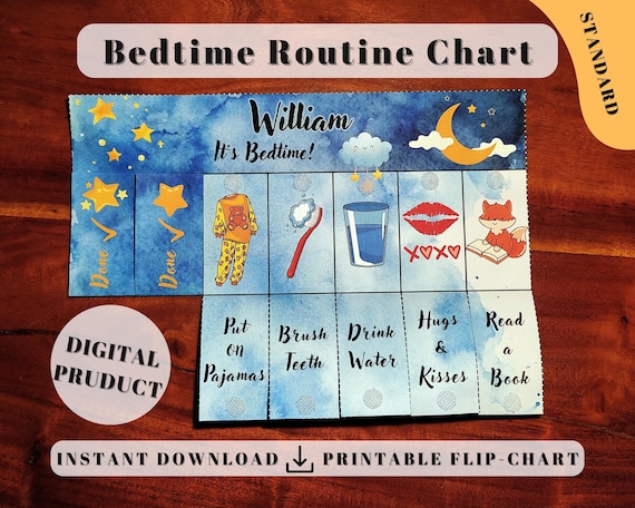Moon Bedtime Chore Chart for Kids (Standard), parenting hack, routine chart, cards for kids chart toddler kids educational activities, adhd