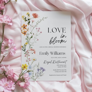 Liefde in bloei vrijgezellenfeest, bloemen vrijgezellenfeestuitnodiging, wilde bloemenuitnodiging, vrijgezellenfeestuitnodiging, sjabloon vrijgezellenfeest