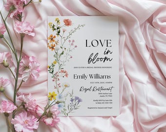 Love in Bloom Bridal Shower, Floral Bridal Shower Invitation, Wildflower Invitation, Bridal Shower Invite, Bridal Shower Invitation template