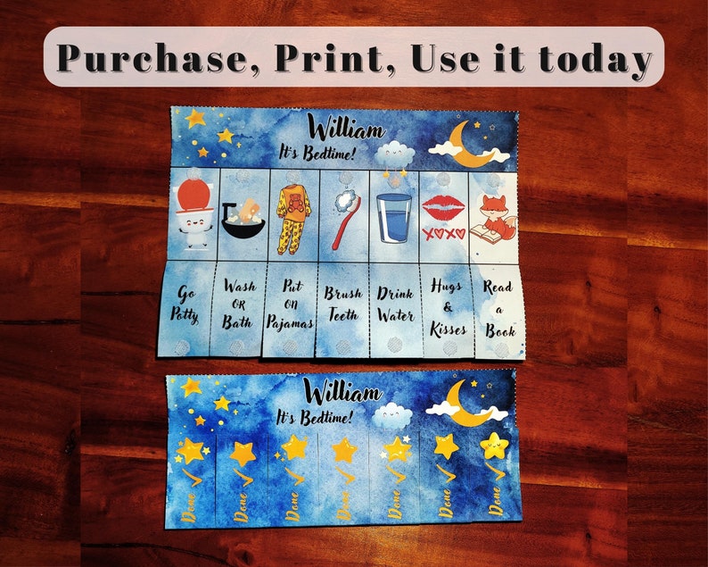 Moon Bedtime Chore Chart for Kids standard, Parenting Hack, Routine ...