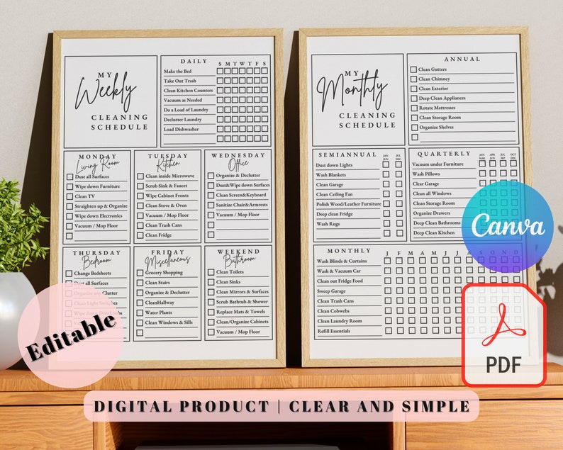 EDITABLE Cleaning Checklist, Family Chore Chart Printable, Cleaning ...