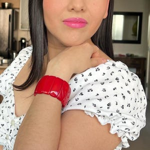 Handmade Red Chunky Bangle: Statement Bracelet, Bold Accessory