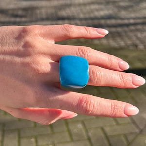 Turquoise Bold Elegant Tagua Ring | Handmade Statement Chunky Ring