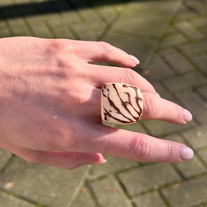 Natural Bold Elegant Tagua Ring | Handmade Statement Chunky Ring