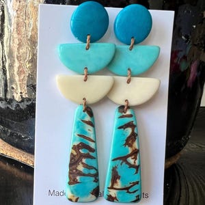 Sky Blue Statement Tagua Earrings – Boho Chic, Lightweight & Hypoallergenic Sustainable Jewelry