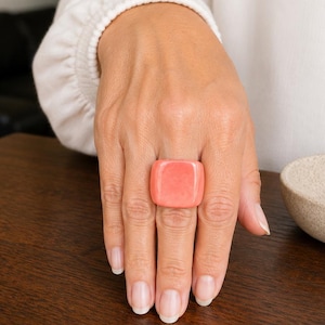Korall Djärv Elegant Tagua Ring | Handgjord Statement Chunky Ring