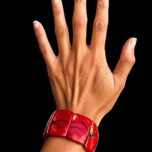 Handmade Red Chunky Bangle: Statement Bracelet, Bold Accessory