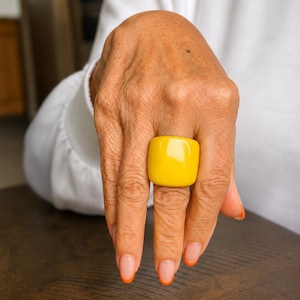 Yellow Bold Elegant Tagua Ring | Handmade Statement Chunky Ring