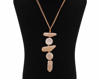 Handmade Tagua Nut Pendant Necklace – Boho Statement Jewelry, Eco-Friendly Gift